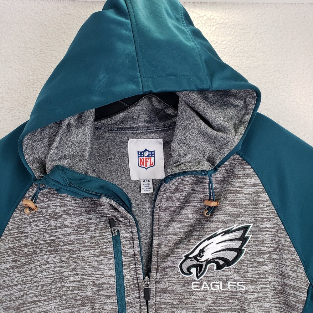 Philadelphia Eagles NFL Full Zip Hoodie Mens XL Teal Grey NFL Football Sport - Picture 2 of 11